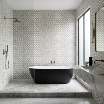 Snow White,Calacatta Green Honed Monte Marble Mosaics 12 3/8×12 3/8 (MS02930)