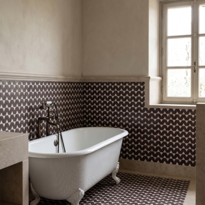 Snow White,Aegean Red Honed Monte Marble Mosaics 12 3/8×12 3/8 (MS02933)