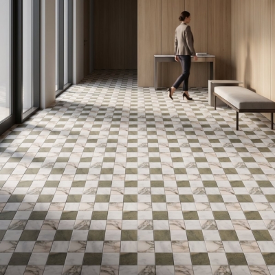 Grande Chester Glacier,Calacatta Green,Verde Laguna Honed Marble Mosaics 16×16 (MS02996)