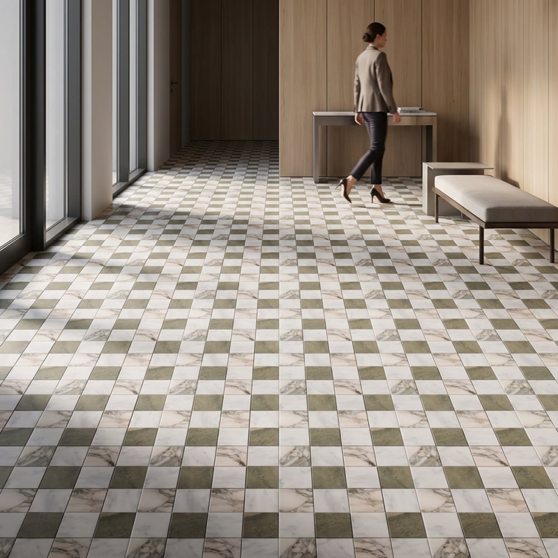 Grande Chester Glacier,Calacatta Green,Verde Laguna Honed Marble Mosaics 16×16 (MS02996)