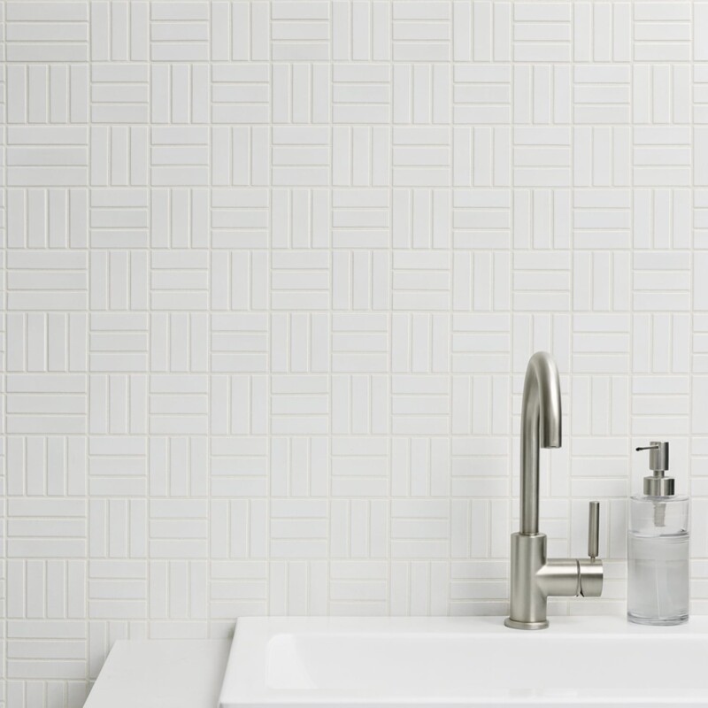 Royal White Glossy Crosshatch Ceramic Mosaics 12×12