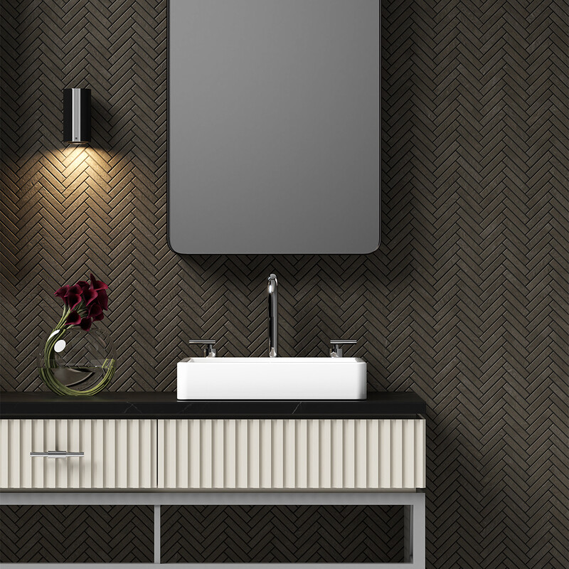 Olivin Matte Herringbone 5/8×3 Glazed Terracotta Mosaics 10 7/16×12 13/16