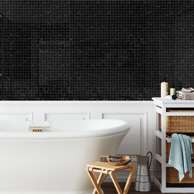 Black Polished 1×1 Marble Mosaic 12×12 (MS90086)