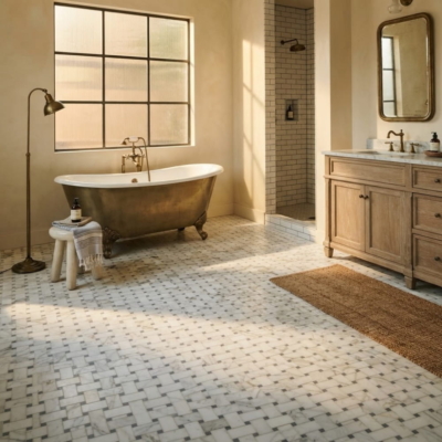 Calacata Gold Bardiglio Honed Basket Weave Marble Mosaics 12×12 (MS90269)