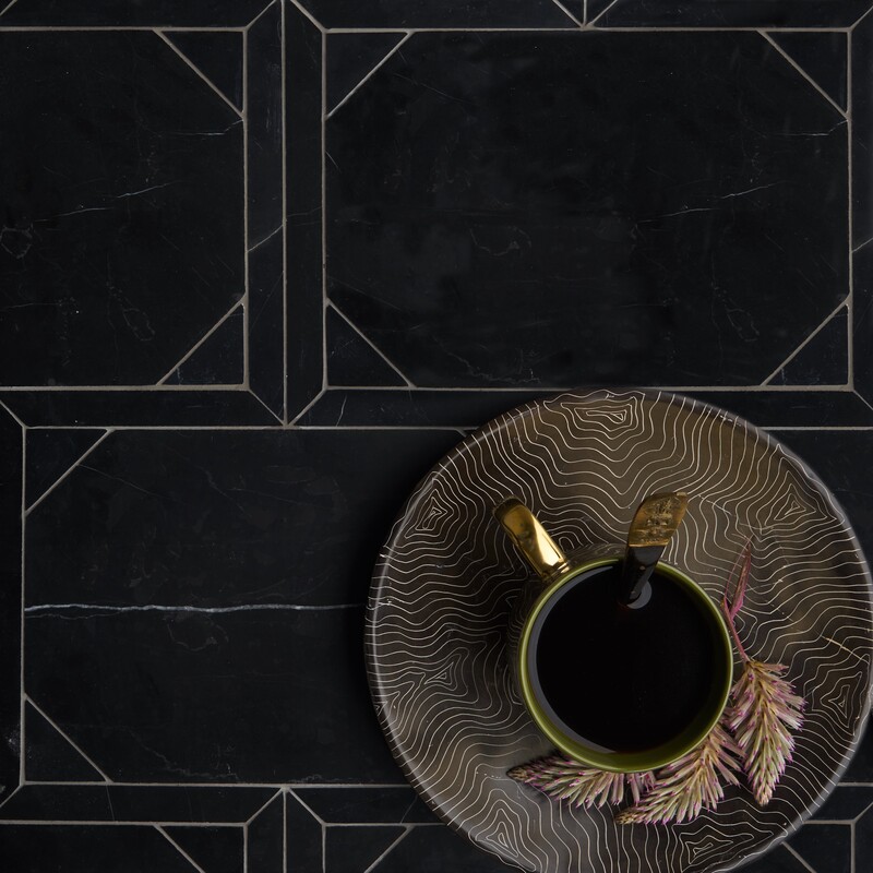 Black Honed Serie Parquet Marble Mosaics 12 1/4×16 3/16