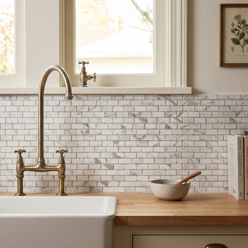 Calacatta Gold Royal Honed Broken Joint Marble Mosaics 11 3/4×12