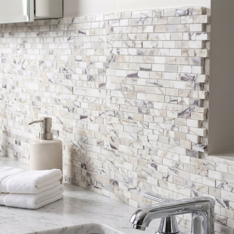 Calacatta Viola Honed Broken Joint Marble Mosaics 11 3/4×12
