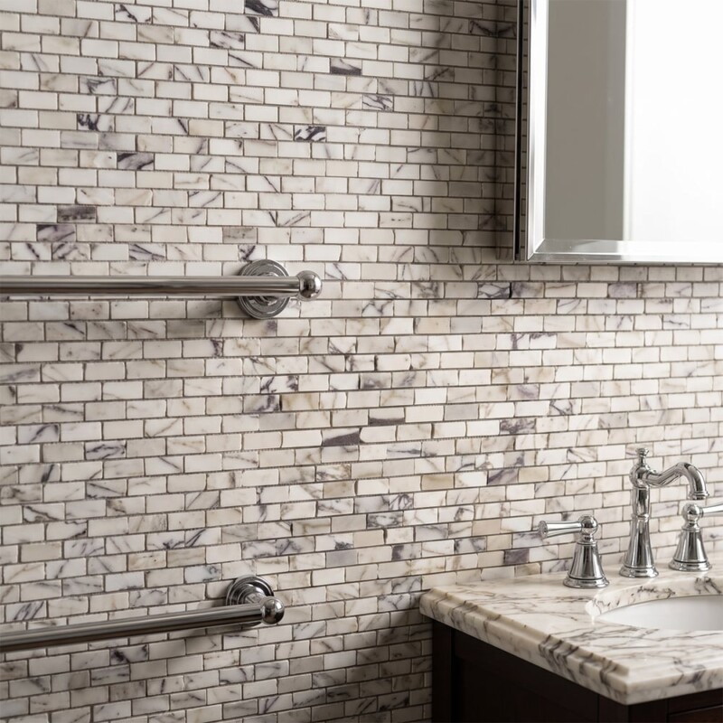 Calacatta Viola Honed Broken Joint Marble Mosaics 11 3/4×12