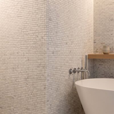 White Carrara Honed Broken Joint Marble Mosaics 11 3/4×12 (MS90873)