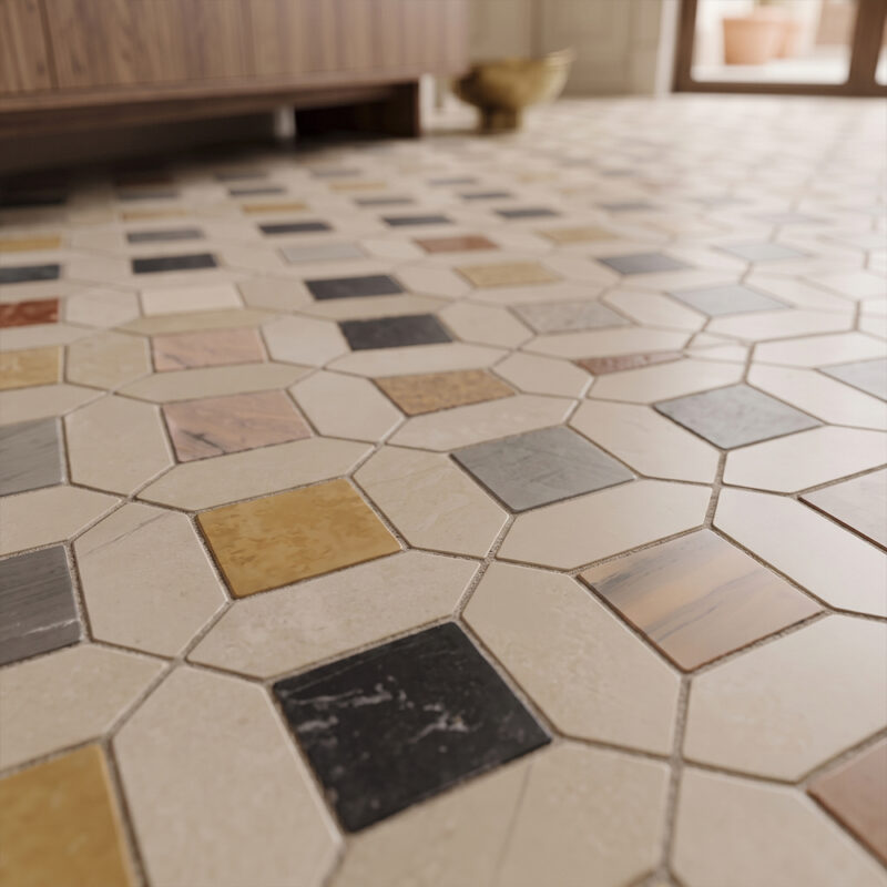 Multicolor Multi Finish Monarch Limestone Mosaics 12 5/8×12 5/8 (MS90903)