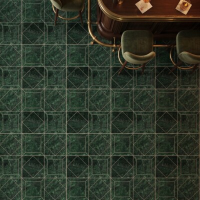 Verde Lucia Honed Palazzoli Essenza Marble Mosaics 12×12 (MS90935) Room Scene Image