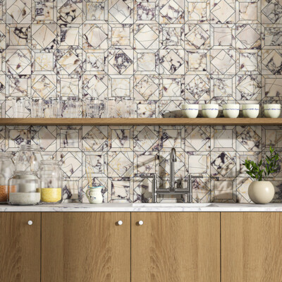 Calacatta Picasso Honed Palazzo Li Antica Marble Mosaic 12×12 (MS99238)