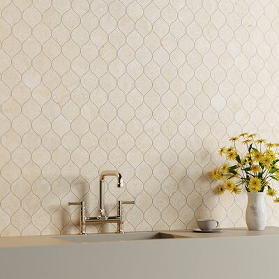 Winter Leaf Casablanca Honed Limestone Waterjet Decos 4 7/8×6 13/16 (NW00024)