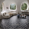 Belgium Blue Textura Chevron Waterjet Limestone Mosaics 13×10 (NW00162)
