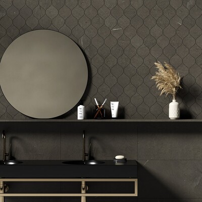 Winter Leaf Bosphorus Honed Limestone Waterjet Decos 4 7/8×6 13/16 (NW90028)