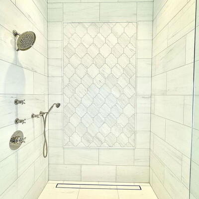 San Felipe Snow White Honed Marble Waterjet Decos 8×9 3/4 (NW90241)