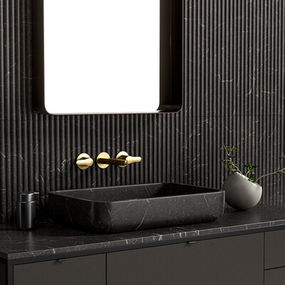 Iris Black Honed Oasis Marble Sink 18×22 (SN00221)