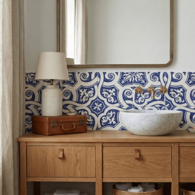 Avalon Honed Vessel Marble Sink 18×6 (SN00255) Room Scene Image