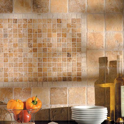 Ivory Tumbled 1×1 Travertine Mosaic 12×12 (MS01004)