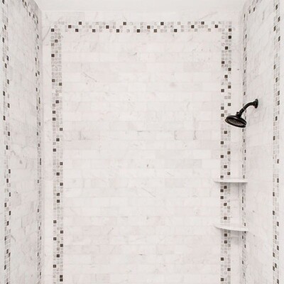 Glacier Honed Marble Tile 2 3/4×5 1/2 (TL13302) Massa Honed 1×1 Marble Mosaic 12×12 (MS01009)