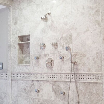 Silver Clouds Polished Marble Tile 12×12 (TL13368) Silver Clouds&tobacco Polished Basket Weave Marble Mosaic 12×12 (MS00698) Silver Clouds Polished Pencil Liner Marble Moldings 1/2×12 (ML00526) Silver Clouds Polished Andorra Marble Moldings 2×12 (ML00524) Silver Shadow Polished Marble Thresholds 4×36 (SP00632)