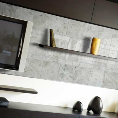 Silver Clouds Polished Marble Tile 12×12 (TL13368) Silver Clouds Polished Marble Tile 2 3/4×5 1/2 (TL13383)