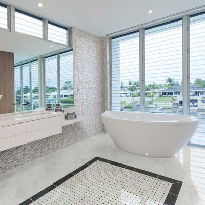 Avalon Polished Marble Tile 12×12 (TL13372) Avalon Polished Basket Weave Marble Mosaic 12×12 (MS00683)