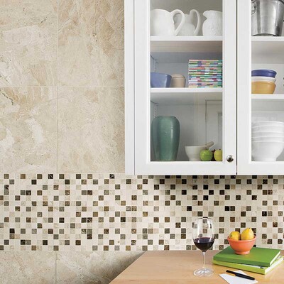 Diana Royal Polished Marble Tile 18×18 (TL13738) Florence Honed 1×1 Marble Mosaic 12×12 (MS00993)