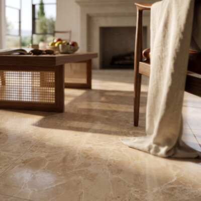 Azulejos de mármore polido cappuccino 24×24 (TL17177) Imagem de ambiente