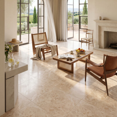 Cappuccino Polished Marble Tiles 24×24 (TL17177) Room Scene Image