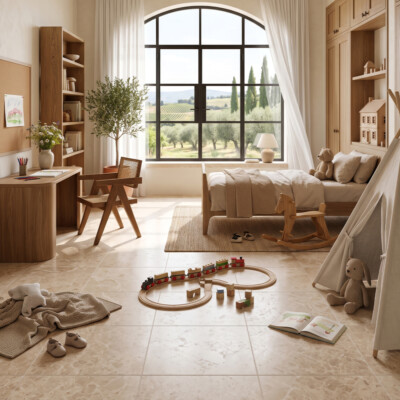 Cappuccino Polished Marble Tiles 24×24 (TL17177) Room Scene Image