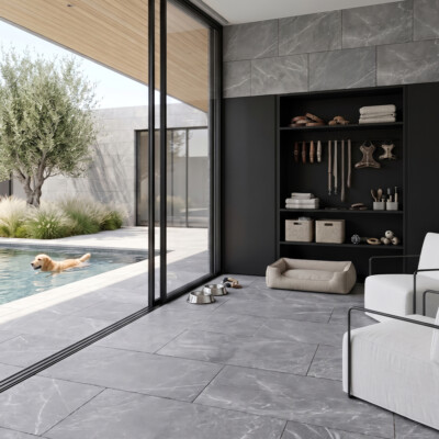 Iris Black Cottage Marble Tiles 16×24 (TL17395) Imagem de Ambiente