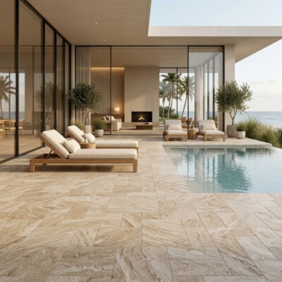 Diana Royal Textured Marble Pavers Versailles Pattern (TL17724) Room Scene Image