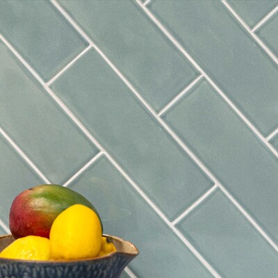Piastrelle in ceramica verde lucido per metropolitana 3×9