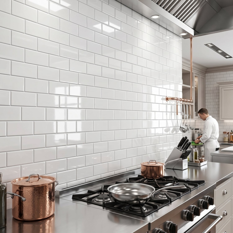 Royal White Glossy Subway Ceramic Tile 3×6 (TL18350)