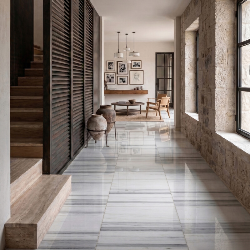 Frost White Polished Marble Tiles 24×24