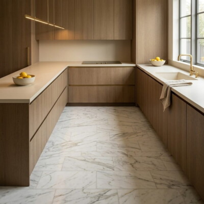 Calacatta Gold Royal Honed Marble Tiles 12×24 (TL18790) Room Scene Image
