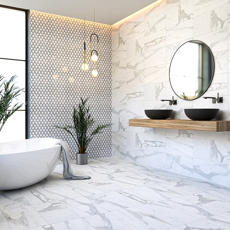 Bathroom Tile, Mosaics, Accessories | Calacatta Gold Royal Honed ...