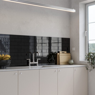 Black Glossy Subway Ceramic Tile 3×6 (TL19216)