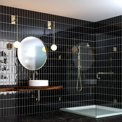 Black Glossy Ceramic Tile 3×9 (TL19217)