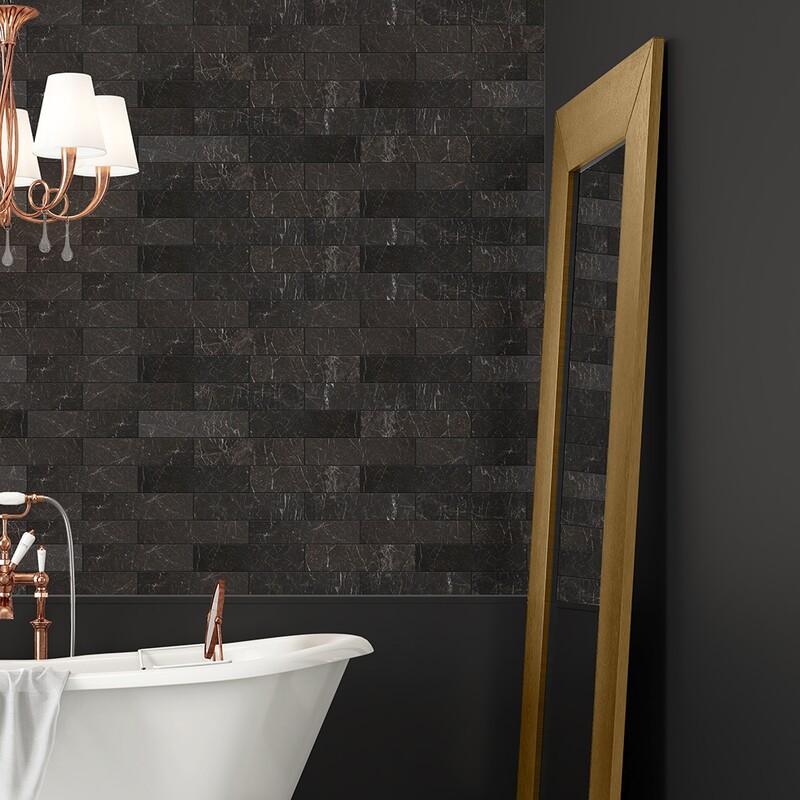 Iris Black Honed Marble Tiles 3×12
