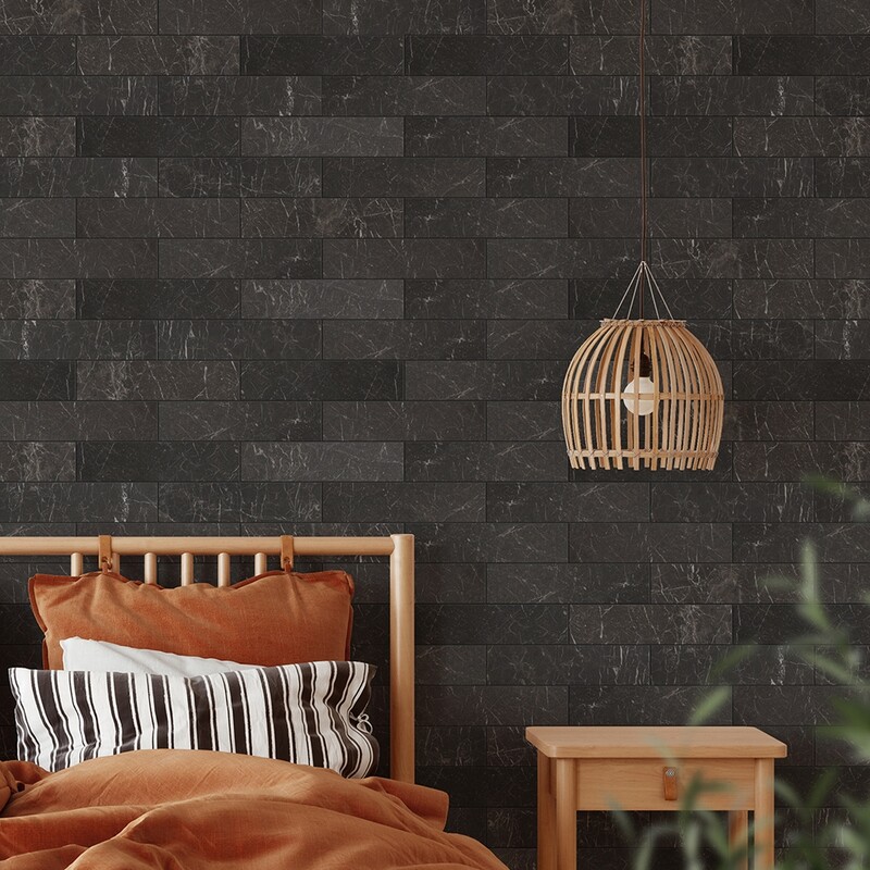 Iris Black Honed Marble Tiles 3×12