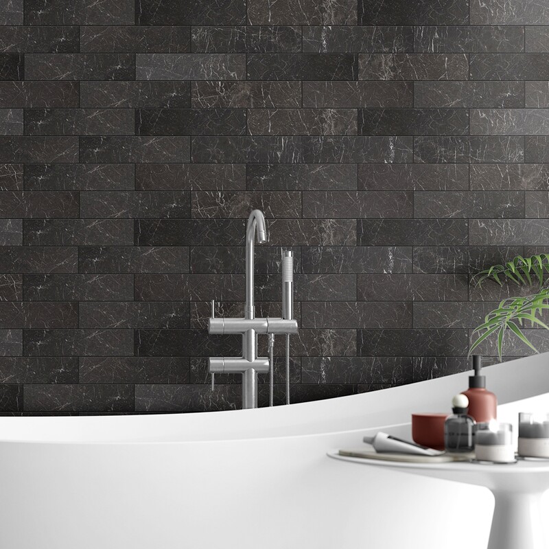 Iris Black Honed Marble Tiles 3×12