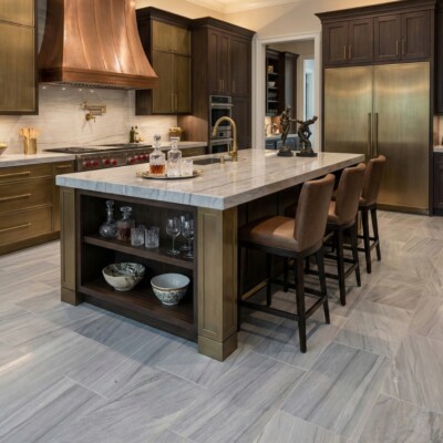 Bardiglio Royal Textured Marble Tiles 16×24 (TL20582) Room Scene Image