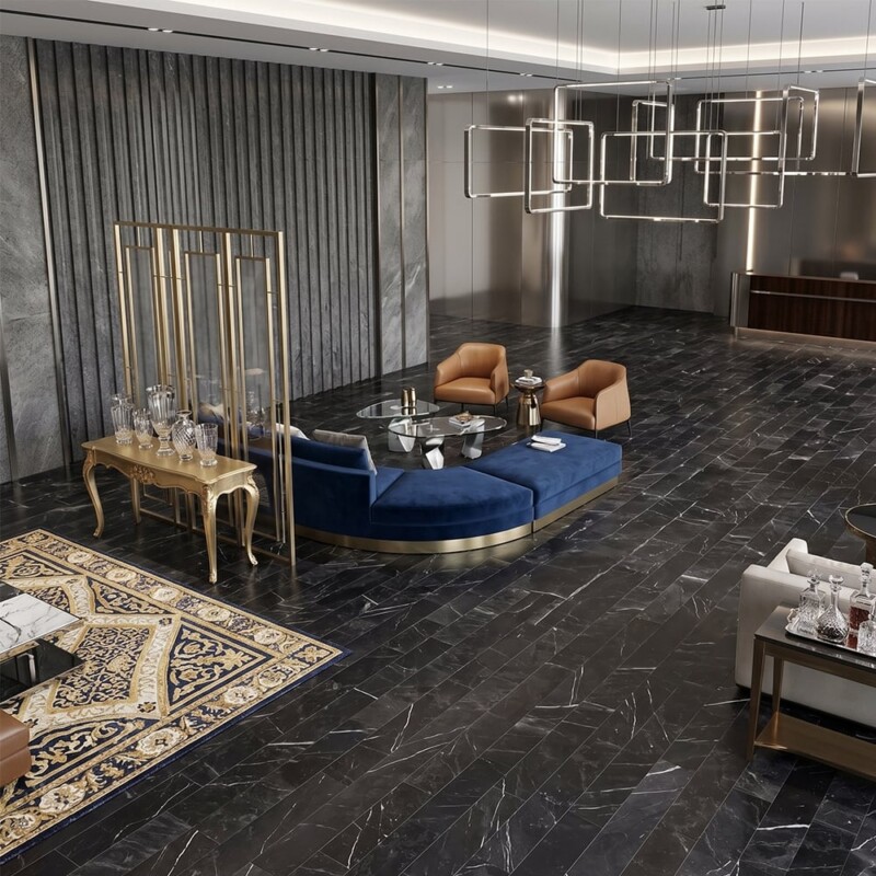 Black Honed Marble Tiles 4×48