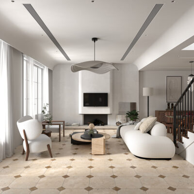 Ivory, Walnut Tumbled  Limestone Tile 16×16 (TL21024)