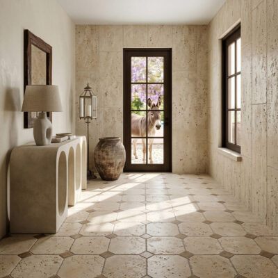 Ivory, Walnut Tumbled Travertine Tiles 16×16 (TL21024)