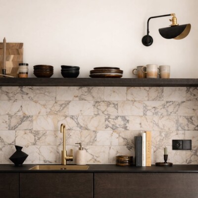 Piastrelle in marmo verde Calacatta anticato 3×6