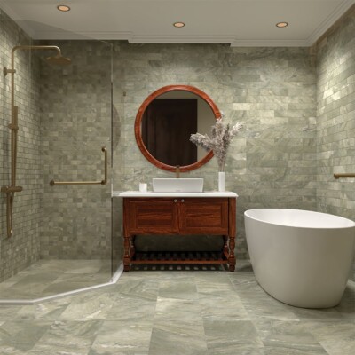 Verde Laguna Honed 2×2 Marble Mosaics (MS03003) Room Scene Image