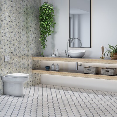 Tropani Classic Glazed Ceramic Tile 8×8 (TL65053) Snow White, Diana Royal, Allure Polished Steps 3d Marble Mosaic 14 9/16×14 15/16 (MS01781)